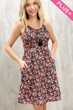 wholesale clothing plus floral printed sleeveless ruched mini dress davi & dani