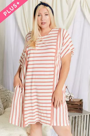 wholesale clothing plus size striped elastic waist dolman dress davi & dani