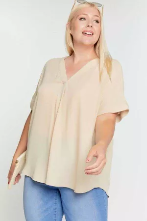 wholesale clothing plus v-neck dolman sleeve solid basic top davi & dani