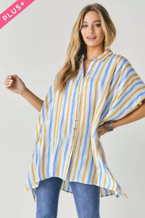 wholesale clothing plus multi stripe short sleeve tunic top davi & dani