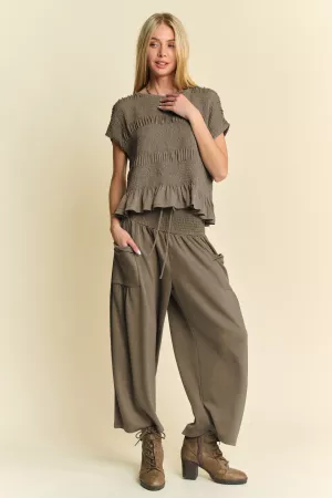 wholesale clothing ruffle cap sleeve top and waistband pants set davi & dani