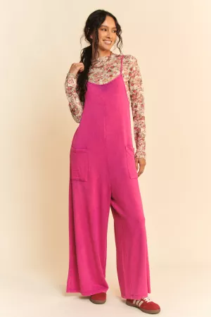 wholesale clothing garment washed knit utility lounge jumpsuit davi & dani