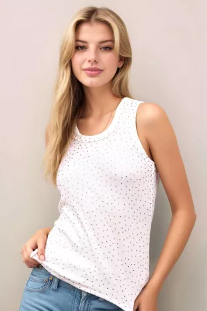 wholesale clothing rhinestone round neck sleeveless crystal tank top davi & dani