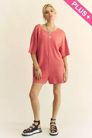 wholesale clothing plus mineral knit  v-neck  pocket cover-up romper davi & dani