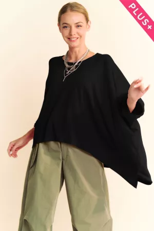 wholesale clothing plus drop shoulders batwing sleeve side slit top davi & dani