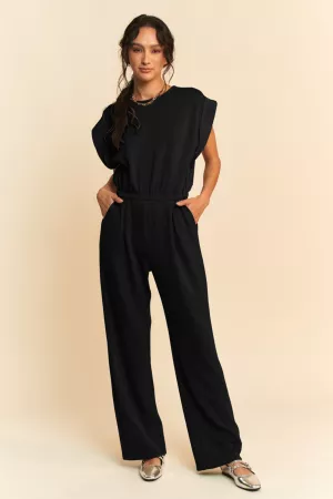 wholesale clothing stone detail sleeves soft knit track jumpsuit davi & dani