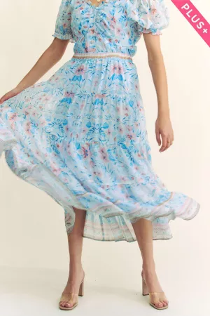 wholesale clothing plus ruffled textured chiffon maxi skirt davi & dani