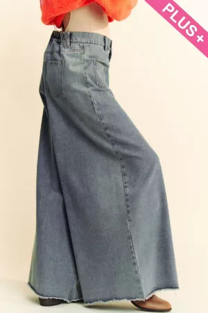 wholesale clothing plus patch pocket wide leg denim pants jeans davi & dani