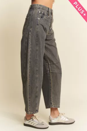 wholesale clothing plus patch pocket wide leg denim barrel pants davi & dani