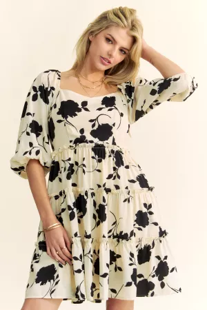 wholesale clothing floral square neck ruffled bell sleeve mini dress davi & dani