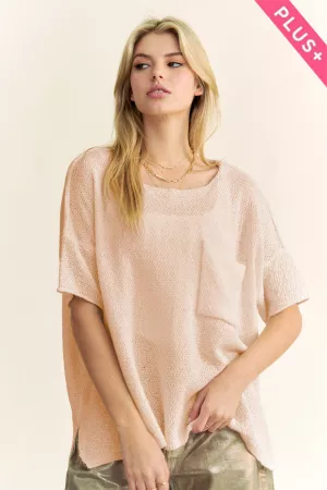 wholesale clothing plus solid round neck short sleeve loose sweater davi & dani