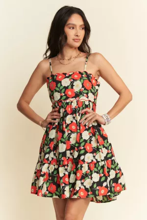 wholesale clothing retro floral scalloped cut-out back mini sundress davi & dani