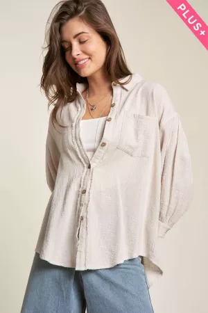 wholesale clothing plus chest pocket button down loose fit shirt top davi & dani