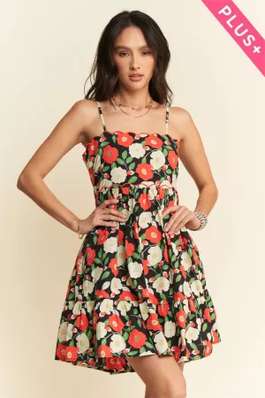 wholesale clothing plus retro floral edge cut-out back mini sundress davi & dani