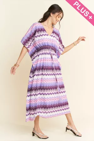 wholesale clothing plus multi color wavy flowy sleeve kaftan dress davi & dani