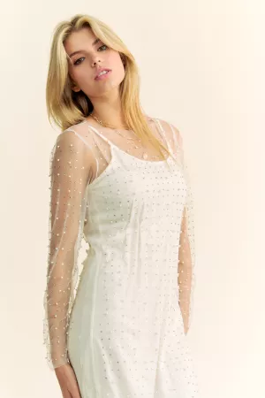 wholesale clothing mesh pearl rhinestone cover up with inner dress davi & dani