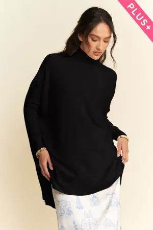 wholesale clothing plus solid turtle long sleeve loose fit sweater davi & dani