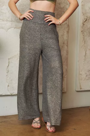 wholesale clothing foil wide leg textured stretch fabric long pants davi & dani