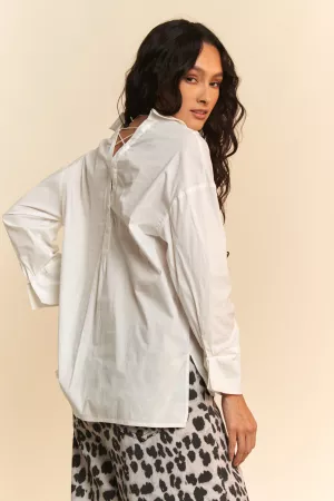 wholesale clothing solid long sleeve loose fit back button down shirt davi & dani