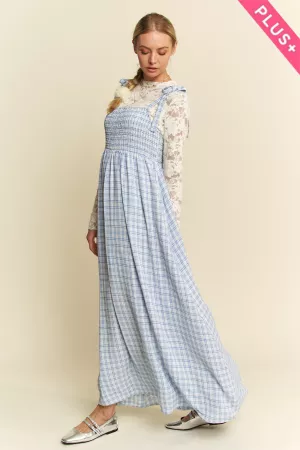 wholesale clothing plus conversational plaid smocking maxi dress davi & dani