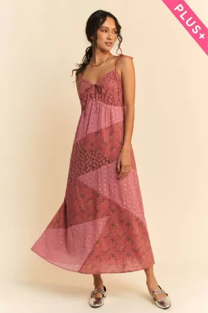 wholesale clothing plus floral lace patchwork maxi slip dress davi & dani