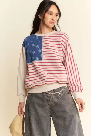 wholesale clothing american flag french terry sweatshirt top davi & dani