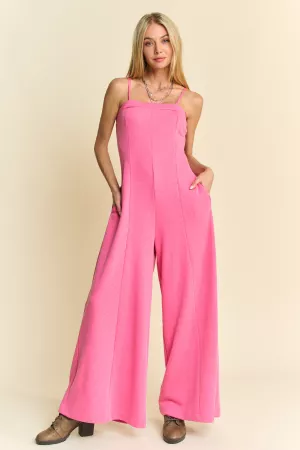 wholesale clothing solid straps tube open back wide leg jumpsuit davi & dani