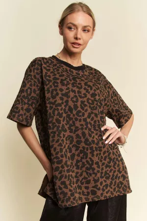 wholesale clothing leopard rhinestone stud short sleeve top t shirt davi & dani