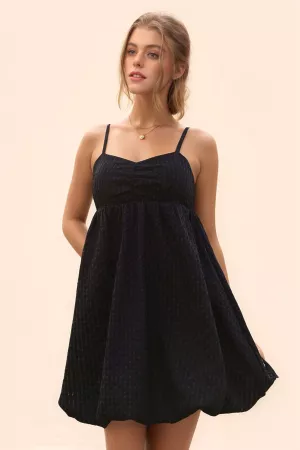 wholesale clothing textured sweetheart neckline bubble hem dress davi & dani