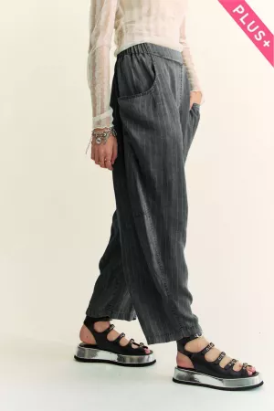 wholesale clothing plus high waist tencel denim barrel pants davi & dani