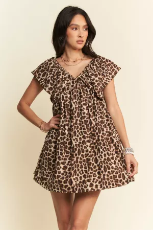 wholesale clothing animal printed velvet ribbon mini dress davi & dani