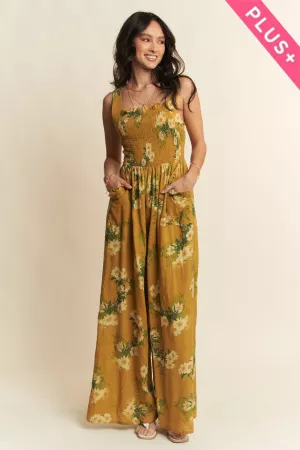 wholesale clothing plus floral printed ruffle detail jumpsuit davi & dani