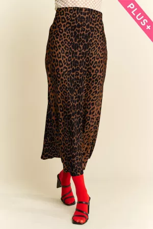 wholesale clothing plus leopard animal print waist tie  long skirt davi & dani