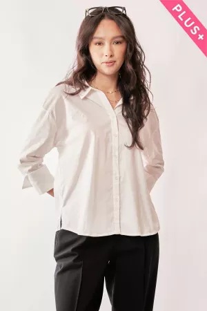 wholesale clothing plus long sleeve loose fit back button down shirt davi & dani