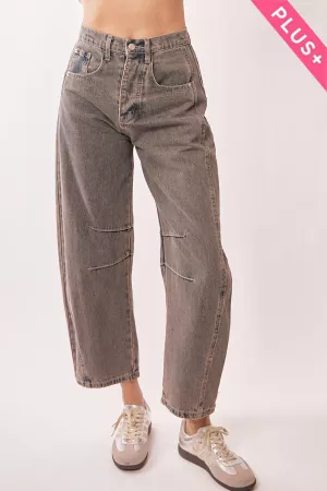 wholesale clothing plus patch pocket wide leg denim barrel pants davi & dani