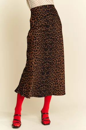 wholesale clothing leopard animal print long length waist tie  skirt davi & dani