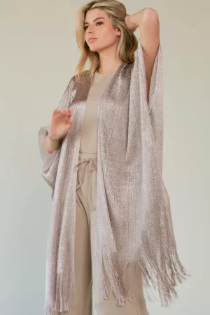 wholesale clothing glitter tessel mesh loose fit kimono cover up davi & dani