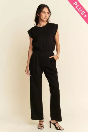 wholesale clothing plus stone sleeves soft knit track jumpsuit davi & dani