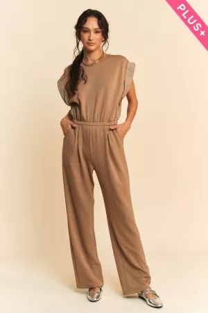 wholesale clothing plus stone sleeves soft knit track jumpsuit davi & dani