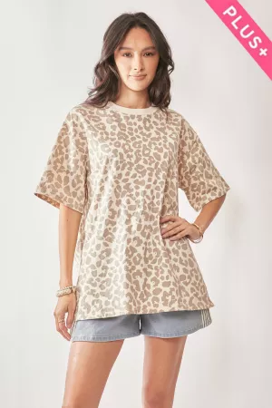 wholesale clothing plus leopard rhinestone stud short sleeve t shirt davi & dani