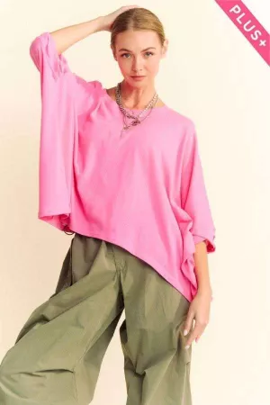 wholesale clothing plus drop shoulders batwing sleeve side slit top davi & dani