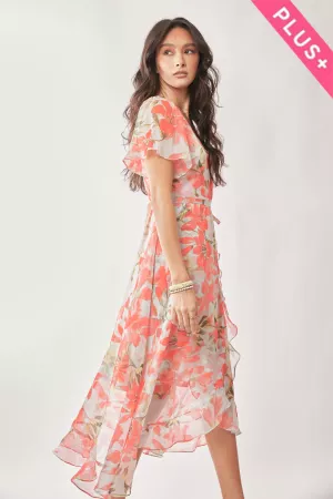 wholesale clothing plus ditsy small floral maxi wrap woven dress davi & dani