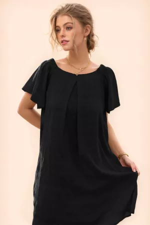 wholesale clothing textured ruffle off-shoulder pockets shift dress davi & dani