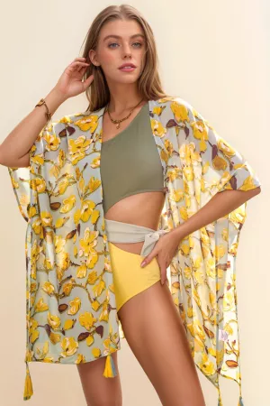 wholesale clothing floral tropical short sleeve loose fit kimono davi & dani