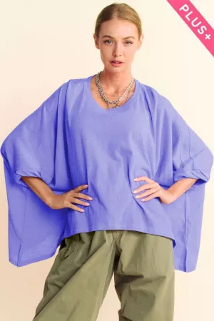 wholesale clothing plus drop shoulders batwing sleeve side slit top davi & dani