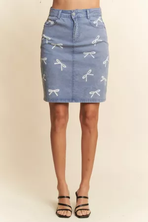 wholesale clothing printed denim satin mini slip skirt davi & dani