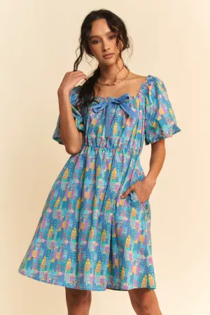 wholesale clothing garden floral grain tape closure midi dress davi & dani