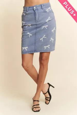 wholesale clothing plus printed denim satin mini slip skirt davi & dani