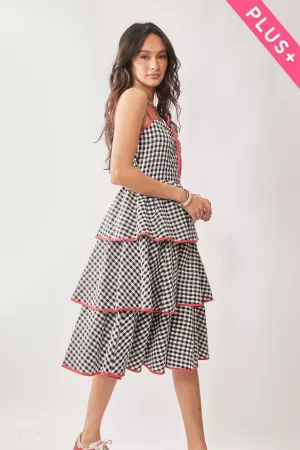 wholesale clothing plus gingham tiered ruffle skirt midi dress davi & dani