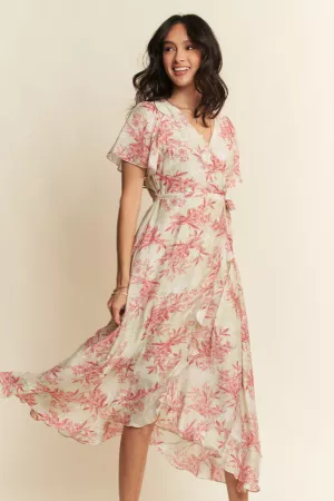 wholesale clothing ditsy small floral print maxi wrap woven dress davi & dani